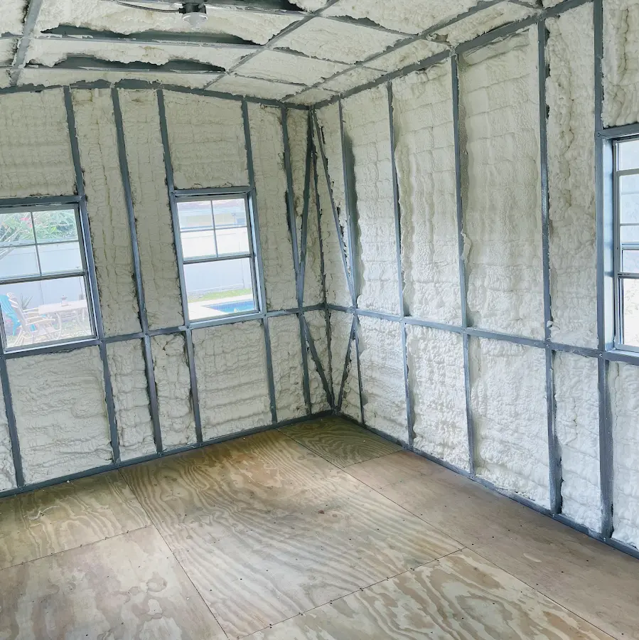 Closed-cell spray foam insulation applied to wall cavities in a residential project in Bellingham